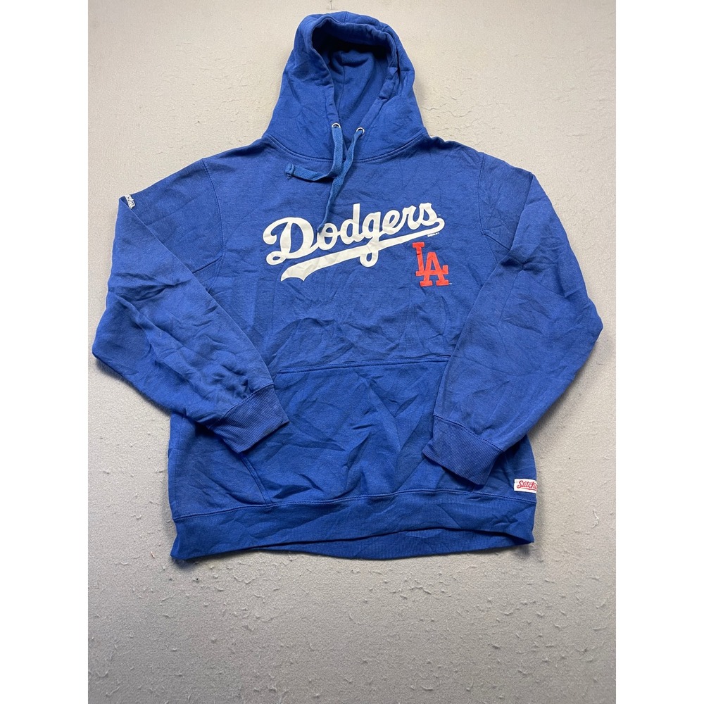Stitches LA Dodgers Hoodie Jersey Knit Blue Large Mens